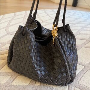 Dark Brown Woven Tote Bag